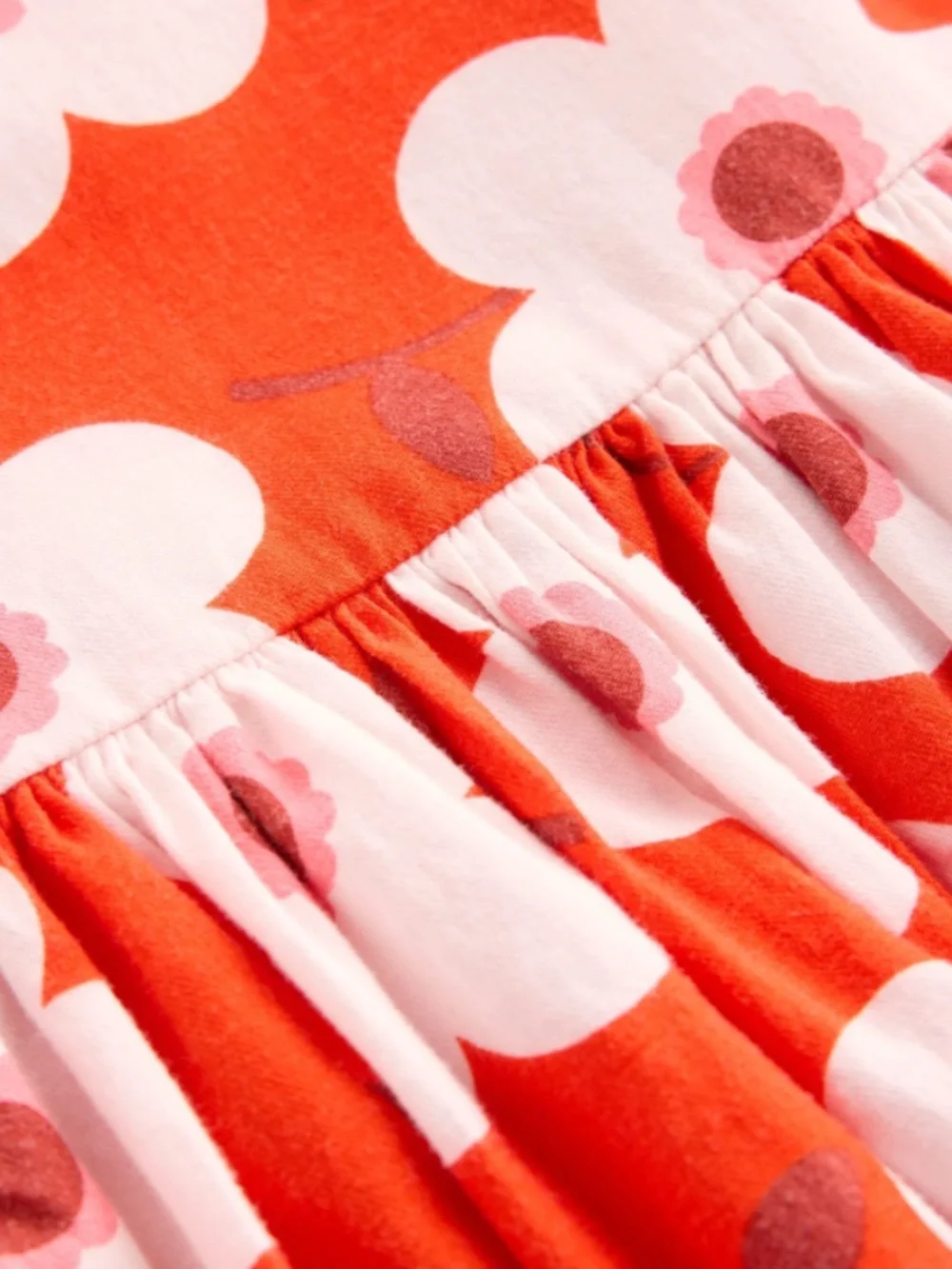Mini Boden - Red Orange Giant Daisy Madeline Long Sleeve Dress, Size 8-9y